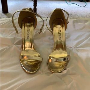 Pretty Little Thing Strappy Gold Heels